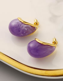 Fashion Purple Resin Geometric Stud Earrings