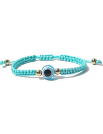 Fashion Light Blue Cord Braided Resin Eye Bracelet