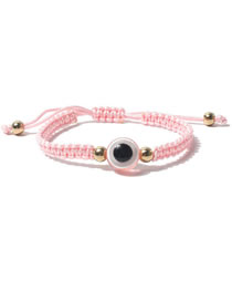 Fashion Pink Cord Braided Resin Eye Bracelet