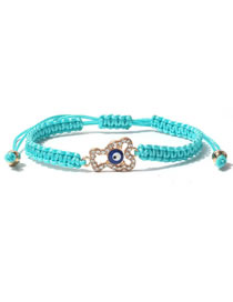 Fashion Light Blue Alloy Diamond Geometric Eye String Bracelet