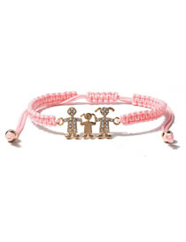 Fashion Pink Alloy Diamond Family String Bracelet