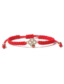 Fashion Red Alloy Diamond Flower String Bracelet