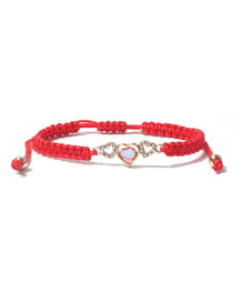 Fashion Red Alloy Diamond Heart String Bracelet