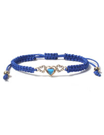 Fashion Blue Alloy Diamond Heart String Bracelet