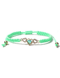 Fashion Green Alloy Diamond Heart String Bracelet
