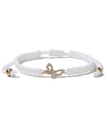 Fashion White Alloy Diamond Butterfly String Bracelet