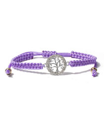 Fashion Light Purple Alloy Diamond Tree Of Life String Bracelet