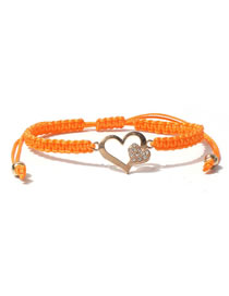 Fashion Orange Alloy Diamond Heart String Bracelet