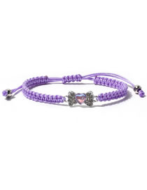 Fashion Purple Alloy Diamond Bow Heart String Bracelet