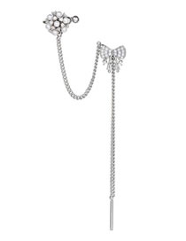 Fashion 03 Right Ear Brass Inlaid Pearl Bow Fringe Ear Wire