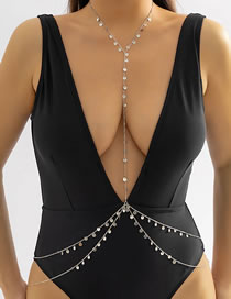 Fashion Sequins - Silver Multi-layered Sequined Tassel Body Chain