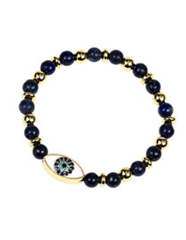 Fashion Blue Gold Black Onyx Beaded Diamond Oil Eye Bracelet
