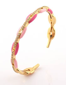Fashion Pink Bronze Diamond Color Drop Oil Pig Nose Bracelet