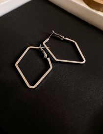 Fashion Silver Metal Cutout Geometric Earrings