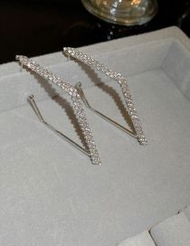 Fashion Silver Rhombus Metal Diamond Rhombus Earrings