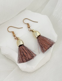 Fashion Brown Alloy Cord Sequined Tassel Earrings (short)