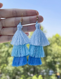 Fashion Blue Alloy Cord Colorblock Fringe Earrings