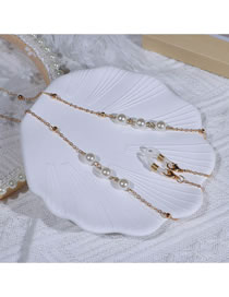 Fashion Pearl Gold Alloy Geometric Pearl Beaded Glasses Chain