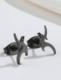 Fashion Black Titanium Steel Geometric Dinosaur Stud Earrings