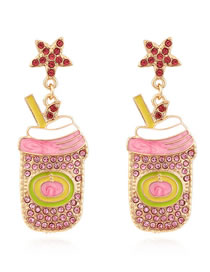 Fashion Suit Alloy Diamond Drip Oil Ice Cream Cup Stud Earrings