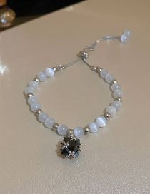 Fashion 1# Bracelet - White Metal Diamond Geometric Cat's Eye Beaded Bracelet