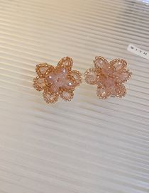Fashion Pink Crystal Flower Earrings