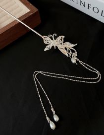 Fashion Hairpin - Silver (butterfly) Metal Butterfly Geometric Tassel Hairpin