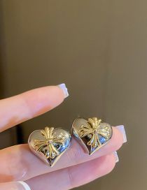 Fashion Silver (heart) Pure Copper Cross Heart Earrings