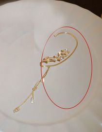 Fashion 16# Ear Hook-gold (left Ear Metal Diamond Geometric Tassel Ear Cuff