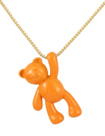 Fashion Orange Copper Drip Bear Pendant Necklace