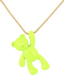 Fashion Fluorescent Green Copper Drip Bear Pendant Necklace