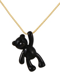 Fashion Black Copper Drip Bear Pendant Necklace
