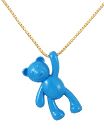 Fashion Blue Copper Drip Bear Pendant Necklace