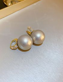 Fashion Champagne Grey Geometric Zirconium Pearl Earrings