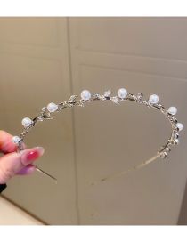 Fashion Silver Metal Diamond Cat's Eye Pearl Headband