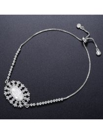 Fashion White Gold Geometric Zirconium Shell Virgin Mary Pull Bracelet