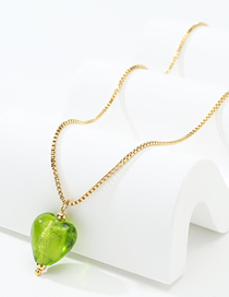 Fashion Green Glass Heart Necklace