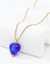Fashion Blue Glass Heart Necklace