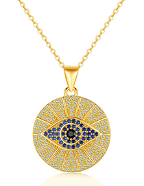 Fashion Golden Color Metal Diamond Eye Medallion Necklace