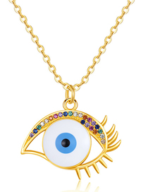 Fashion Golden Color Metal Diamond Eye Necklace