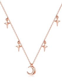 Fashion Rose Gold Metal Star And Moon Fringe Necklace