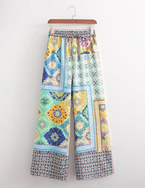 Fashion Color Satin-print Straight-leg Trousers