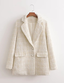 Fashion White Woolen Pocket Blazer