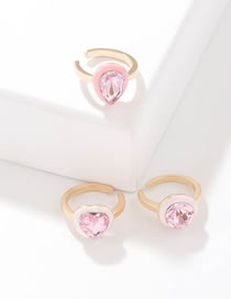 Fashion Pink Suit Ear Clip Alloy Diamond Heart Round Drop Ear Cuff Set