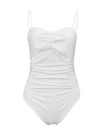 Fashion White Polyester Pleated Sling Bodysuit