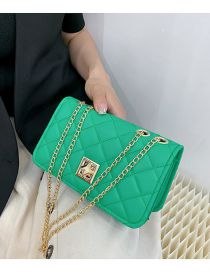 Fashion Green Pu Diamond Lock Flap Crossbody Bag