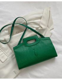 Fashion Green Pu Geometric Texture Large Capacity Crossbody Bag