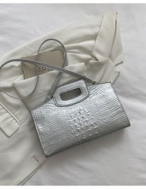 Fashion Silver Pu Geometric Texture Large Capacity Crossbody Bag
