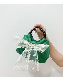 Fashion Green Large-capacity Tote Bag With Pu Lace Bow