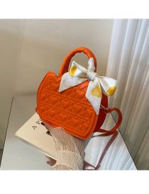 Fashion Orange Pu Heart Pattern Large Capacity Silk Scarf Portable Messenger Bag